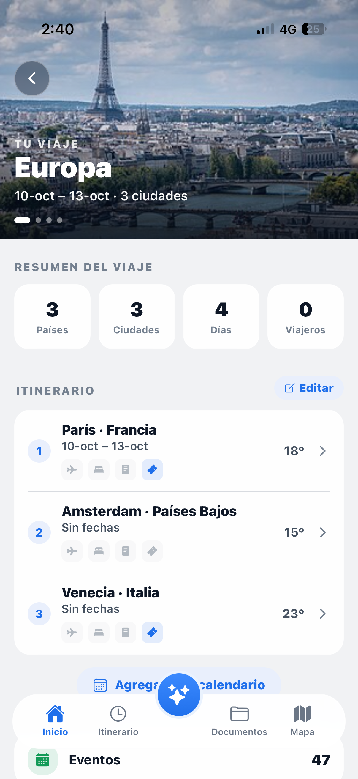 Ficha del viaje